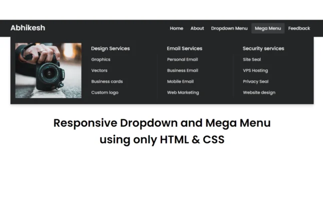 Example of Mega and Dropdown Menu