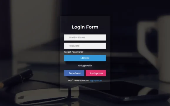 Transparent Login Form HTML CSS design