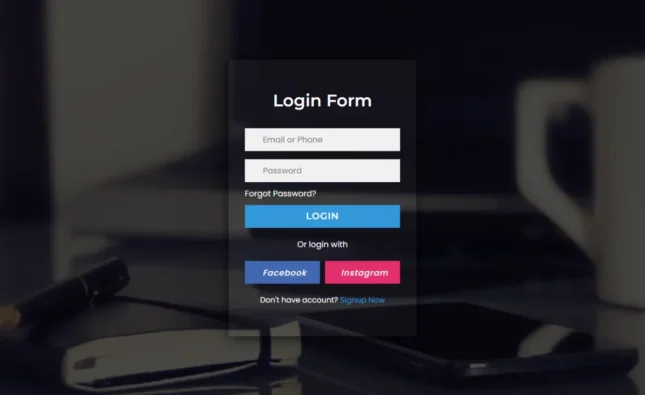 Transparent Login Form HTML CSS design