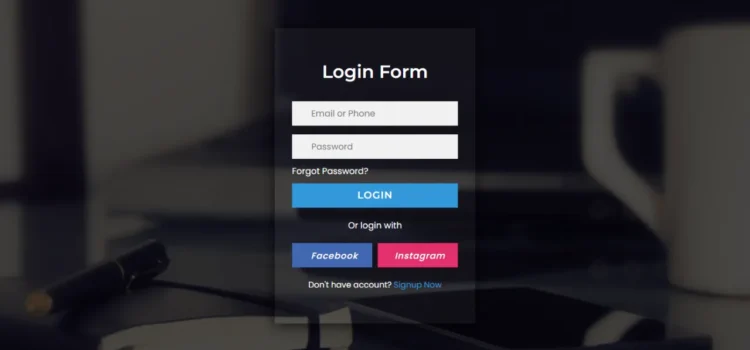 Transparent Login Form Using HTML, CSS, and JavaScript