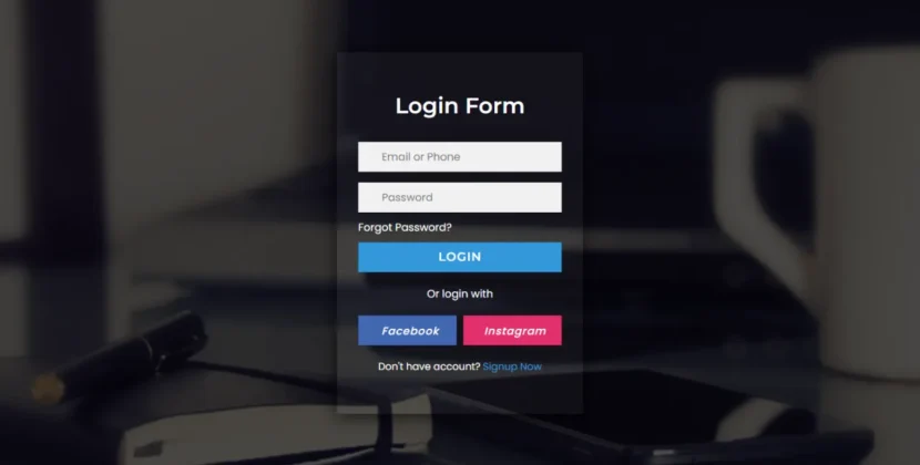 Transparent Login Form Using HTML, CSS, and JavaScript