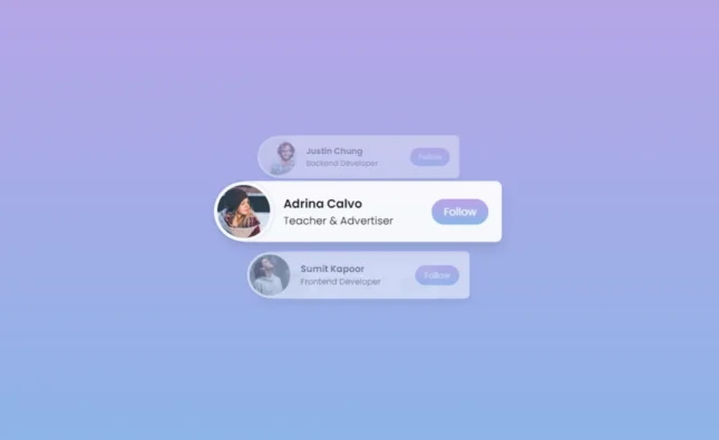 Vertical Card Sliding Animation showcasing smooth CSS transitions