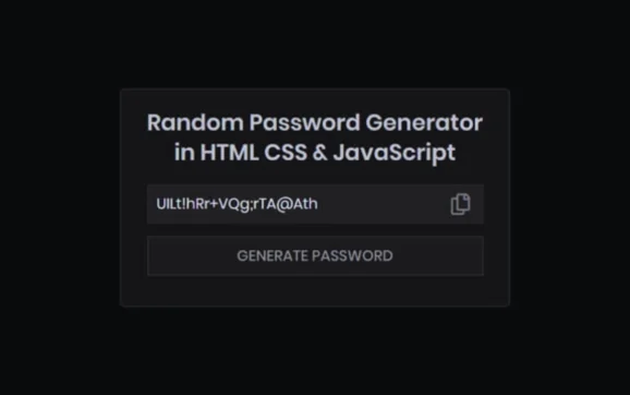 Secure Random Password Generator App created with HTML and CSS, featuring a user-friendly interface and copy functionality.