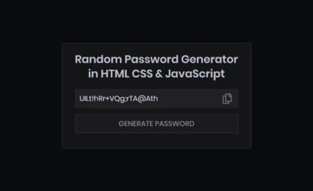 Secure Random Password Generator App created with HTML and CSS, featuring a user-friendly interface and copy functionality.