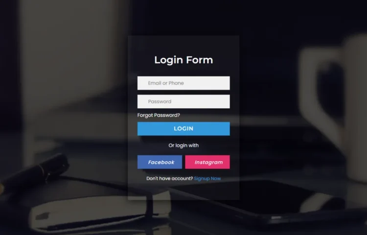 Transparent Login Form HTML CSS design